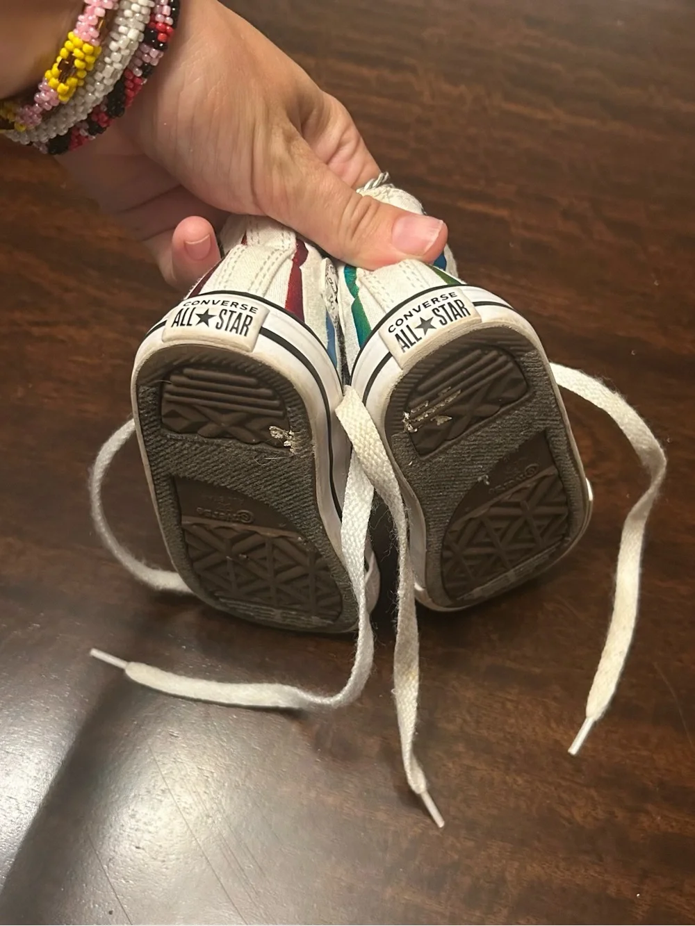 Toddler rainbow striped high top converse size 6